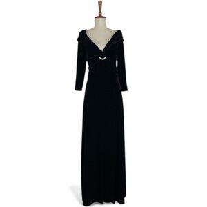 Vintage 90s Velvet Dress Women’s 12 3/4 Sleeve V-Neck